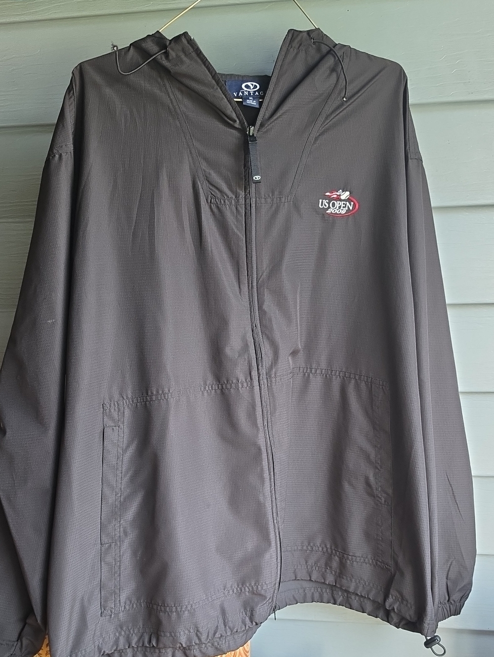 US Open Men's Black Hooded Windbreaker by Vantage